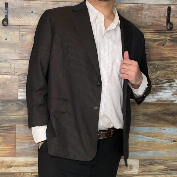 Custom Vitale Barberis Canonic Brown Striped Working Cuffs Blazer Jacket 52R - Picture 9 of 10